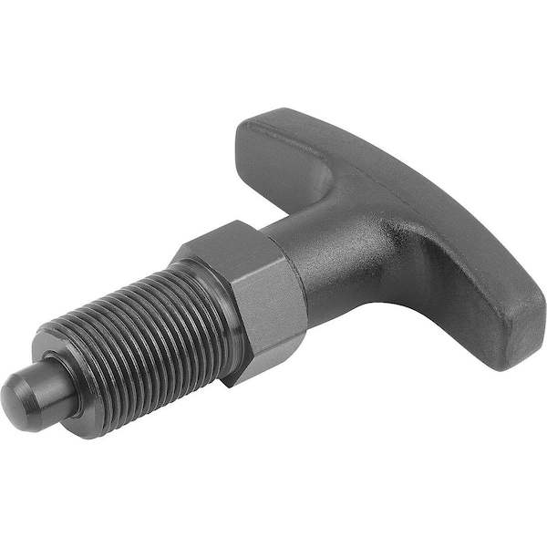 Kipp Indexing Plunger Size:4 D1=M20X1, 5, D=10, Form:A Wout Locknut, Steel Hardened, Comp:Pa Comp:Black K1124.5410 - main